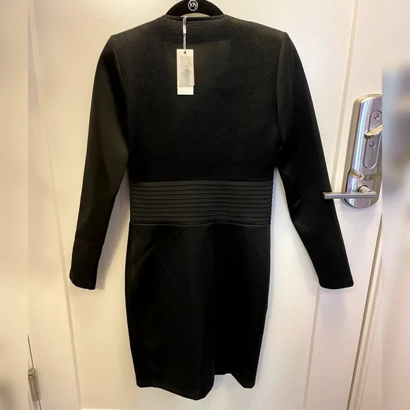 Black motorcycle jacket dress with mesh back. ST size small - Picture 2 of 3